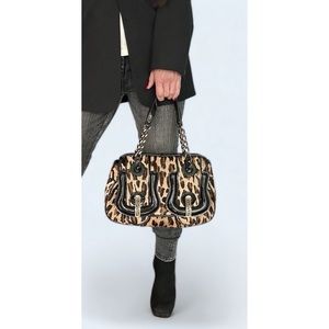 Fendi Leopard Print calf hair Shoulder Bag purse authentic